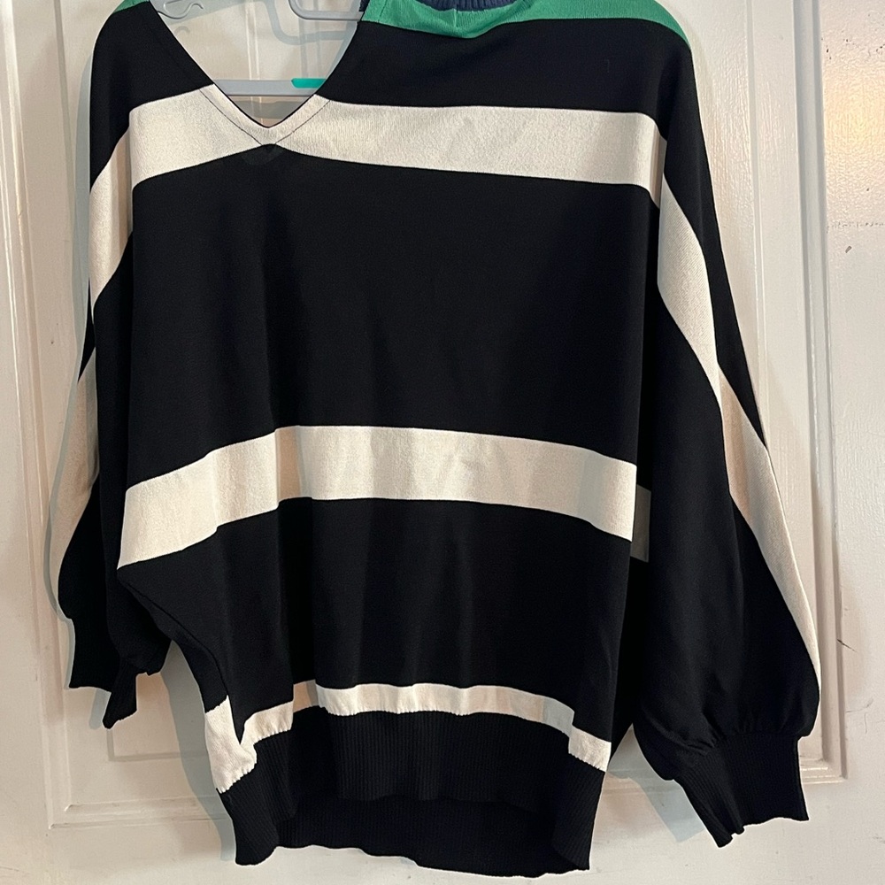 Aldo Martins Black, Pink, Green, and Cream Sweater - Picture 5 of 6